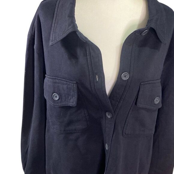 Good American Black Utility Shacket Button Front Womens Size 5/6 (XXL) MSRP $129 - Picture 2 of 7